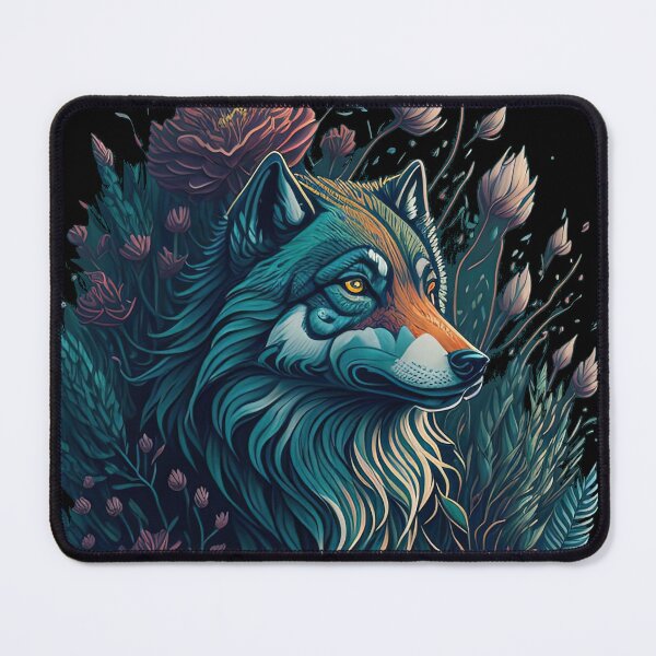 Item preview, Wolf and Flowers portrait designed and sold by Saltys-Shop.