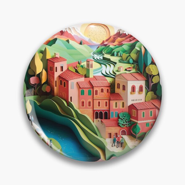 Item preview, beautiful dutch village with river and mountains, paper cut style designed and sold by artpapercuts.