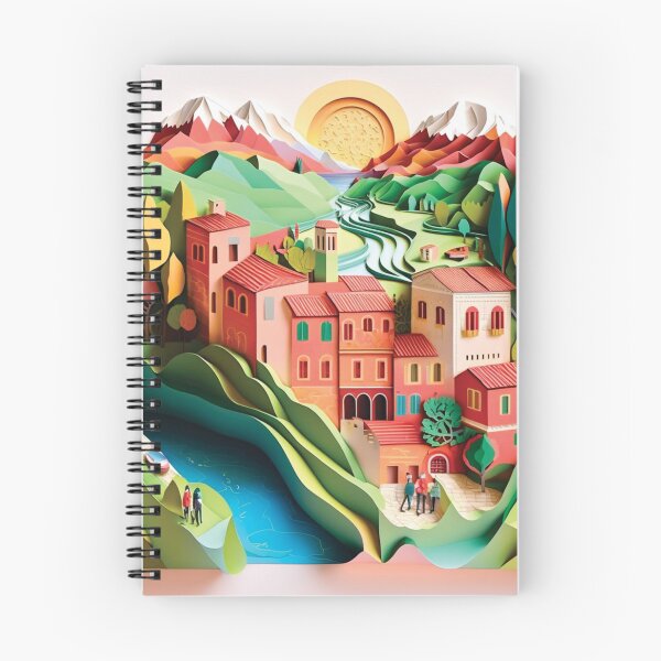 Item preview, beautiful dutch village with river and mountains, paper cut style designed and sold by artpapercuts.