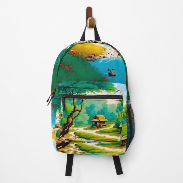Aperçu de l'œuvre Une #illustration de Village avec Rive #canvaspainting créée et vendue par deluxelion.