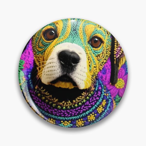 Item preview, Happy Dog Tilting His Head - Flowers DMT Hippie Style designed and sold by Aaron2610.