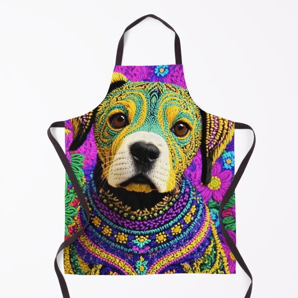 Item preview, Happy Dog Tilting His Head - Flowers DMT Hippie Style designed and sold by Aaron2610.