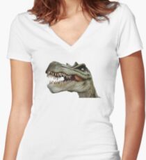 Dinosaur Dino Giant Lizard T-Rex Women's Fitted V-Neck T-Shirt