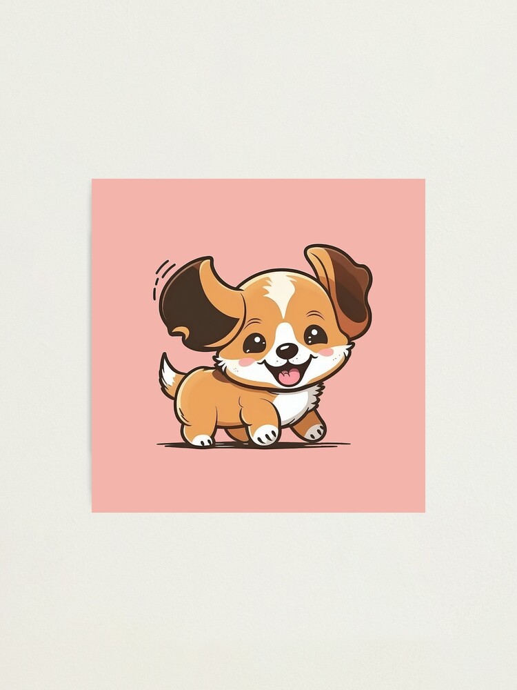 Cute Happy Puppy Cartoon Photographic Print