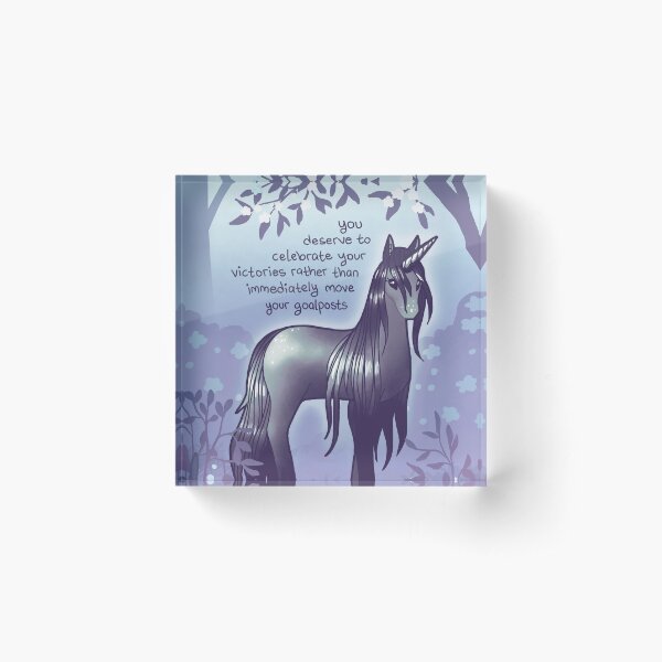 "You Deserve to Celebrate Your Victories" Black Unicorn Acrylic Block