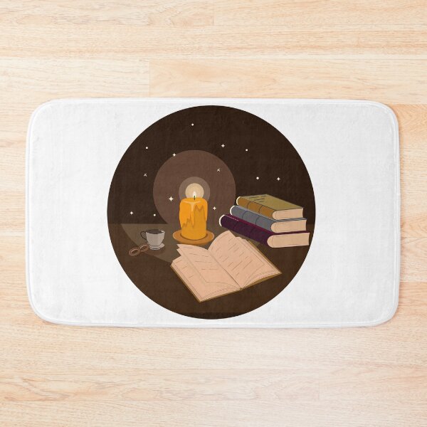 Item preview, candle on the table and books, designed and sold by GalynaLB.