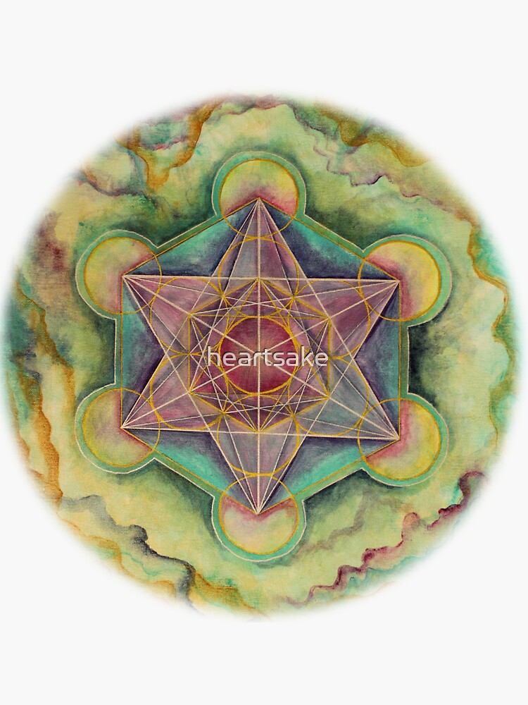 Thumbnail 3 of 3, Sticker, Metatron's Cube Sacred Geometry designed and sold by heartsake.