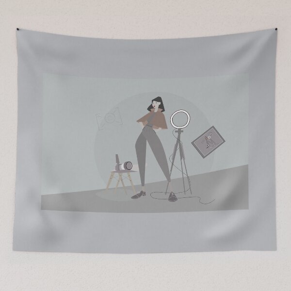 Item preview, girl and camera illustration designed and sold by GalynaLB.