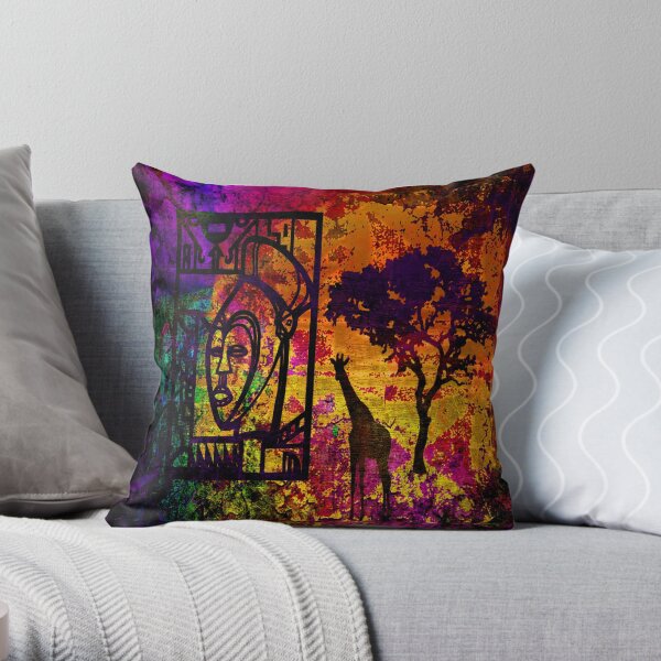 African Art. Sunrise Throw Pillow