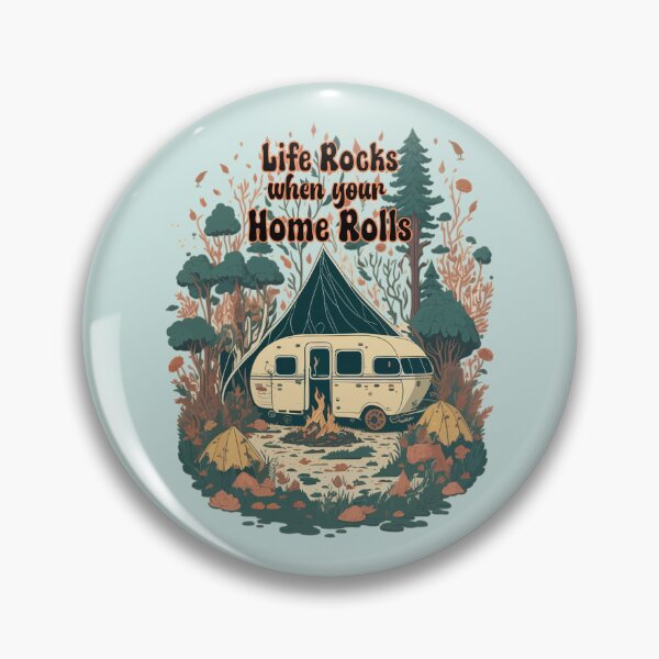 Item preview, Retro Vintage Camping Trailer, Life Rocks When Your Home Rolls, Ver 2 designed and sold by Itaya Art.