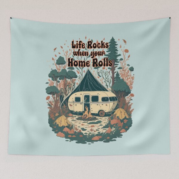 Item preview, Retro Vintage Camping Trailer, Life Rocks When Your Home Rolls, Ver 2 designed and sold by Itaya Art.