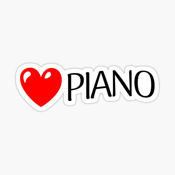 Love Piano Heart Design Wave Text Sticker