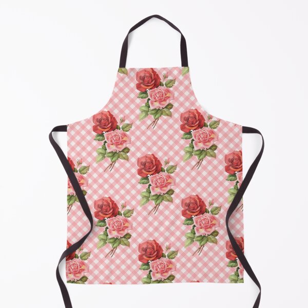 Item preview, Vintage Pink & Red Roses Summer Floral Gingham Pattern designed and sold by Secondhand-Rose.