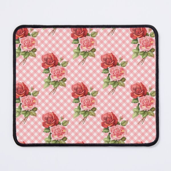 Item preview, Vintage Pink & Red Roses Summer Floral Gingham Pattern designed and sold by Secondhand-Rose.