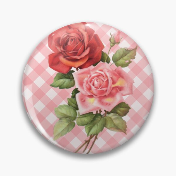 Item preview, Vintage Pink & Red Roses Summer Floral Gingham Pattern designed and sold by Secondhand-Rose.