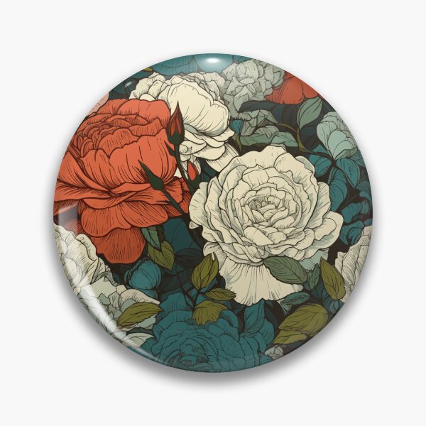 Item preview, Hokusai-Inspired Vintage Comic Style Roses Pattern - Vibrant Timeless Floral Beauty designed and sold by TopArtsy.