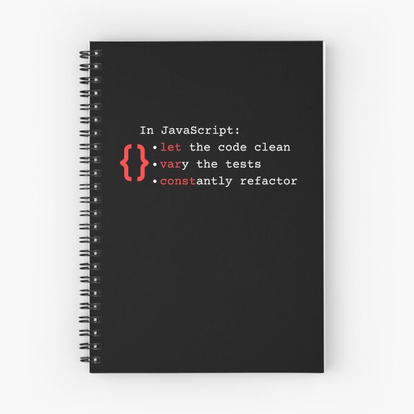 Item preview, Javascript let, var, const - clean code, test, refactor - red curly braces designed and sold by mliotard.