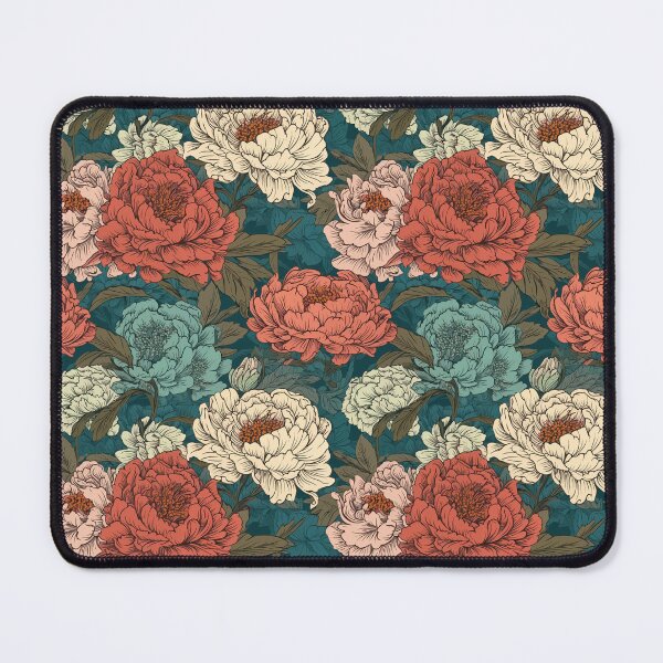 Item preview, Hokusai-Inspired Vintage Comic Style Peonies Pattern - Lush Floral Opulence in Vibrant Colors designed and sold by TopArtsy.