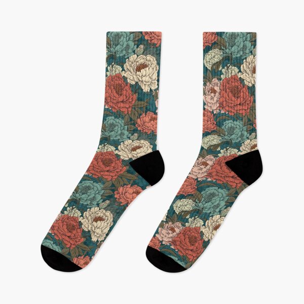 Item preview, Hokusai-Inspired Vintage Comic Style Peonies Pattern - Lush Floral Opulence in Vibrant Colors designed and sold by TopArtsy.