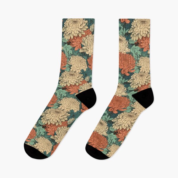 Item preview, Hokusai-Inspired Vintage Comic Style Chrysanthemums Pattern - Vibrant Intricate Petals and Classic Beauty designed and sold by TopArtsy.