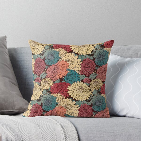 Item preview, Hokusai-Inspired Vintage Comic Style Dahlias Pattern - Vibrant Sophisticated Romance and Botanical Charm designed and sold by TopArtsy.