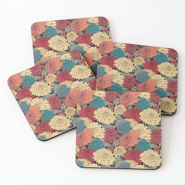 Item preview, Hokusai-Inspired Vintage Comic Style Dahlias Pattern - Vibrant Sophisticated Romance and Botanical Charm designed and sold by TopArtsy.
