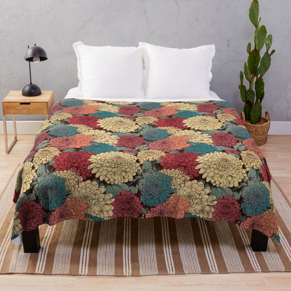 Item preview, Hokusai-Inspired Vintage Comic Style Dahlias Pattern - Vibrant Sophisticated Romance and Botanical Charm designed and sold by TopArtsy.