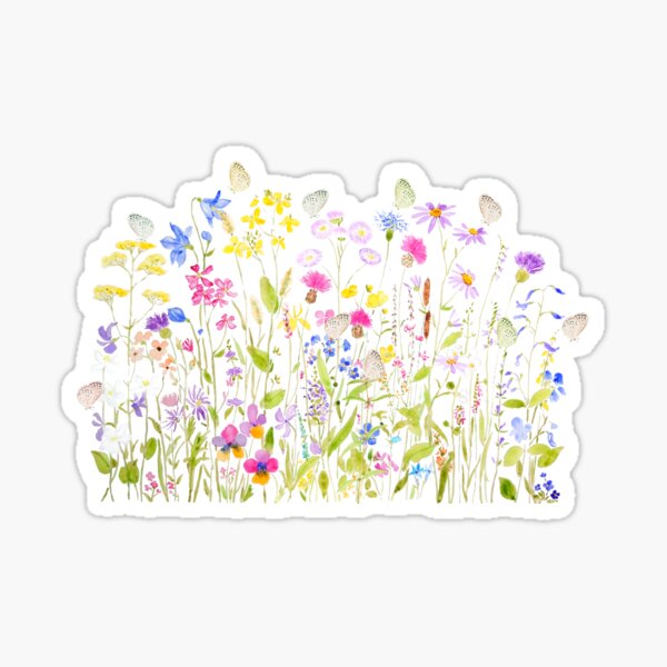 Vista previa del artículo con la obra «mariposas y prado de verano acuarela pintada a mano », diseñado y vendido por ColorandColor.
