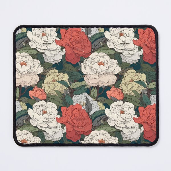 Item preview, Hokusai-Inspired Vintage Comic Style Camellias Pattern - Vibrant Timeless Elegance and Graceful Beauty designed and sold by TopArtsy.