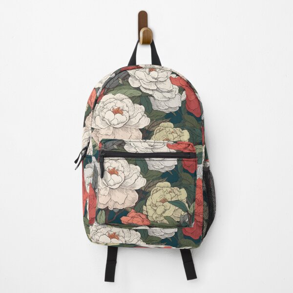 Item preview, Hokusai-Inspired Vintage Comic Style Camellias Pattern - Vibrant Timeless Elegance and Graceful Beauty designed and sold by TopArtsy.
