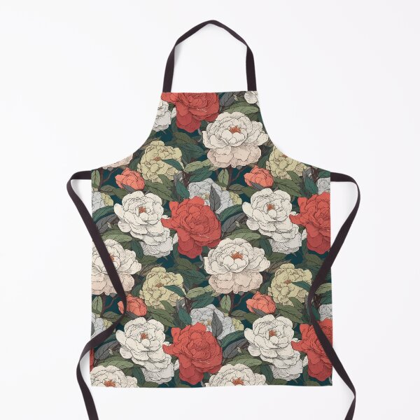 Item preview, Hokusai-Inspired Vintage Comic Style Camellias Pattern - Vibrant Timeless Elegance and Graceful Beauty designed and sold by TopArtsy.
