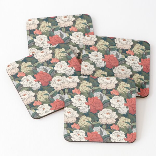 Item preview, Hokusai-Inspired Vintage Comic Style Camellias Pattern - Vibrant Timeless Elegance and Graceful Beauty designed and sold by TopArtsy.