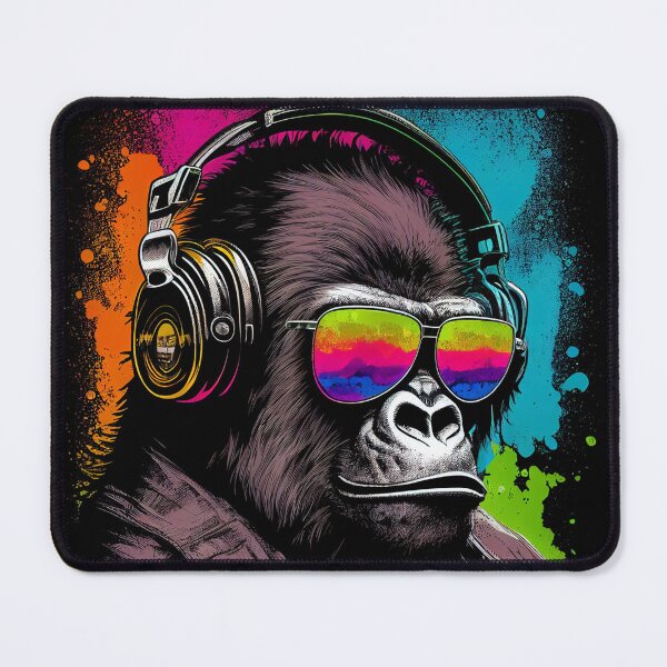 Item preview, Colorful Gorilla DJ with Headphones and Sunglasses designed and sold by Brainless Art.