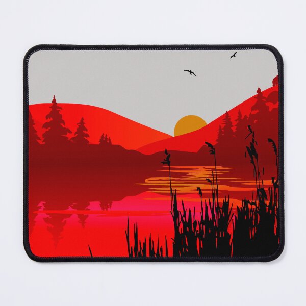 Item preview, Red Sunset Lake House Beach Water Nature designed and sold by ChristinasMess.