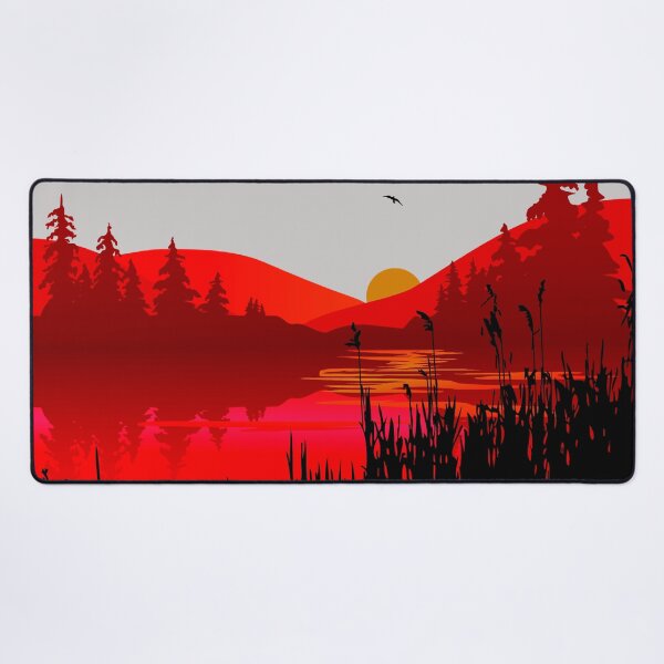 Item preview, Red Sunset Lake House Beach Water Nature designed and sold by ChristinasMess.