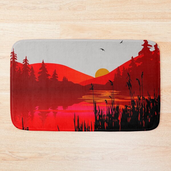 Item preview, Red Sunset Lake House Beach Water Nature designed and sold by ChristinasMess.