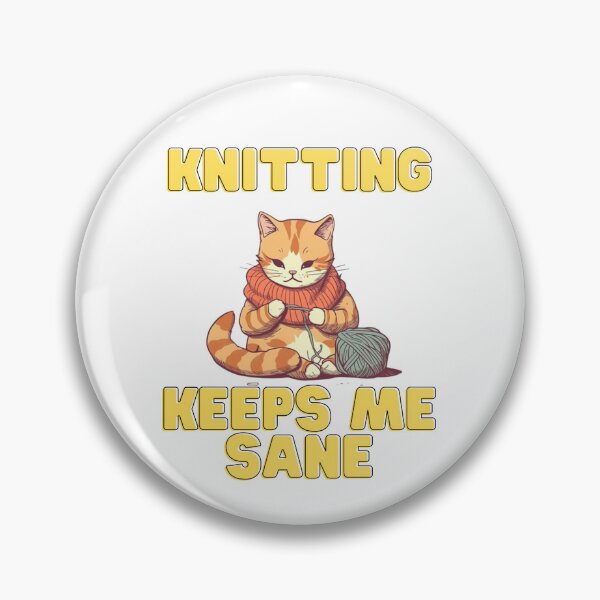 Item preview, Knitting keeps me sane, cat  designed and sold by CremisArt.