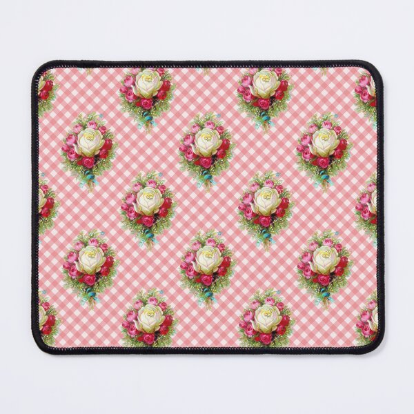 Item preview, Vintage Red and White Roses Bouquet Summer Floral Gingham Pattern designed and sold by Secondhand-Rose.