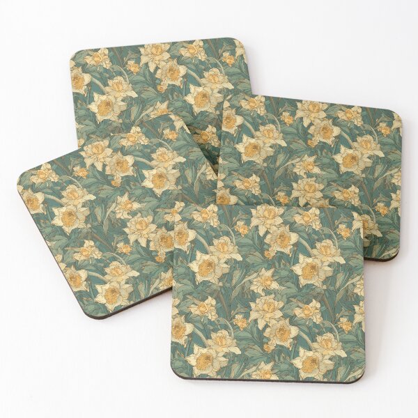 Item preview, Mucha-Inspired Vintage Art Nouveau Daffodils Pattern - Vibrant Springtime Charm and Elegance designed and sold by TopArtsy.