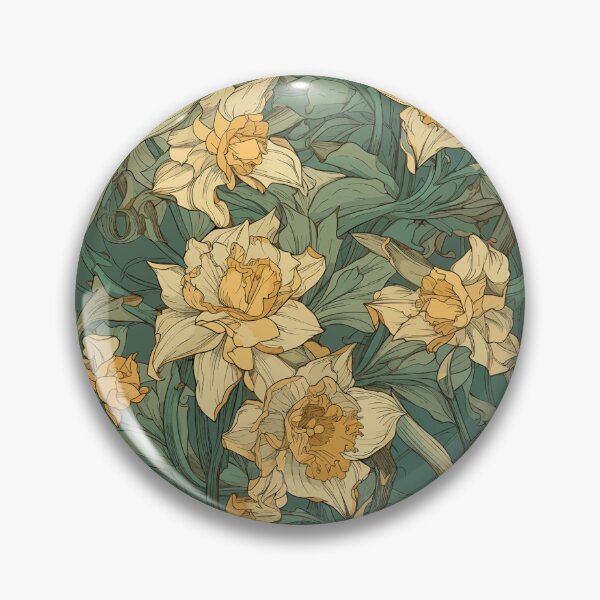 Item preview, Mucha-Inspired Vintage Art Nouveau Daffodils Pattern - Vibrant Springtime Charm and Elegance designed and sold by TopArtsy.