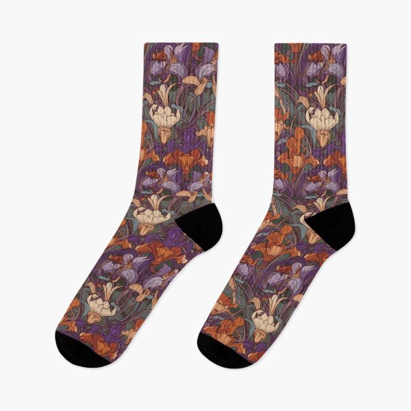 Item preview, Mucha-Inspired Vintage Art Nouveau Crocuses Pattern - Vibrant Colors and Delicate Springtime Beauty designed and sold by TopArtsy.