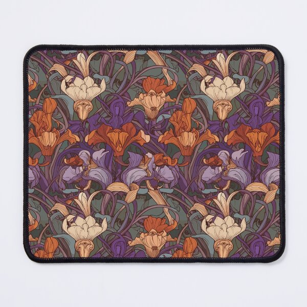 Item preview, Mucha-Inspired Vintage Art Nouveau Crocuses Pattern - Vibrant Colors and Delicate Springtime Beauty designed and sold by TopArtsy.