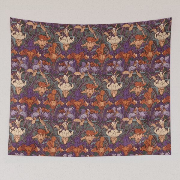 Item preview, Mucha-Inspired Vintage Art Nouveau Crocuses Pattern - Vibrant Colors and Delicate Springtime Beauty designed and sold by TopArtsy.