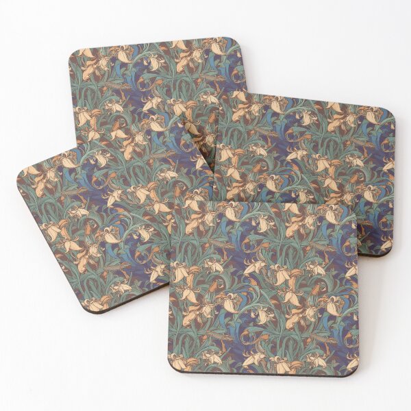 Item preview, Mucha-Inspired Vintage Art Nouveau Bluebells Pattern - Vibrant Colors and Enchanting Woodland Charm designed and sold by TopArtsy.