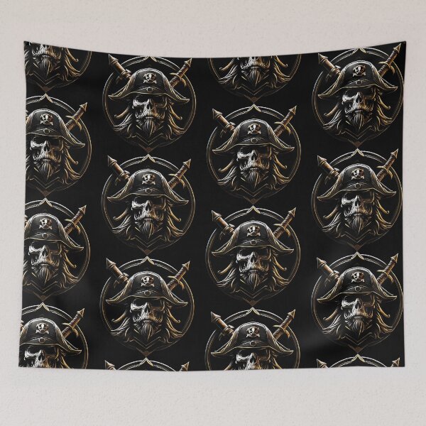 Item preview, Pirate Skull with Swords and Hat designed and sold by ByteyCreatives.