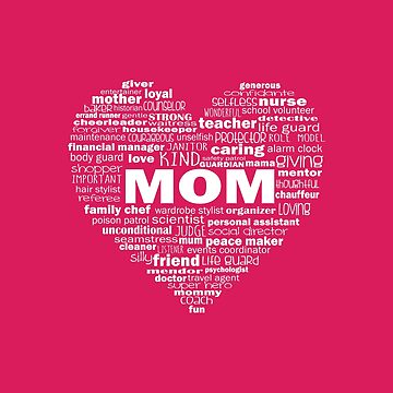 Artwork thumbnail, Heart Mom Words in White by jitterfly