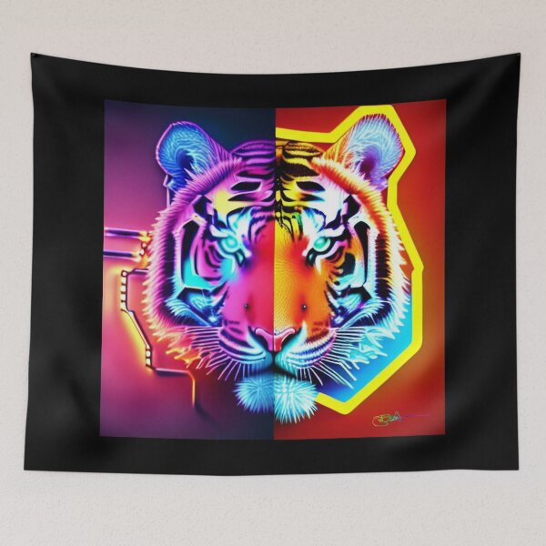 Item preview, Trippy Psychedelic Neon Tigers 19 designed and sold by Benito Del Ray.