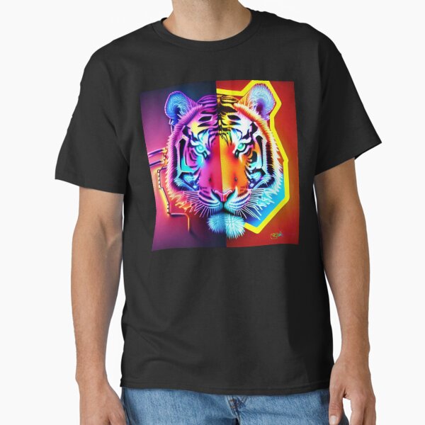 Vista previa del artículo con la obra «Tigres de neón psicodélicos trippy 19», diseñado y vendido por benitodelray.