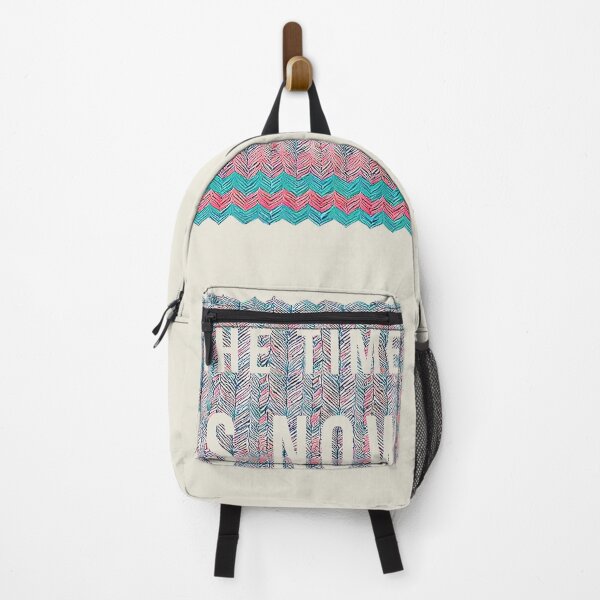 Item preview, "the time is now" Saying, geometric pattern, fabric structure, boho, zigzag, pastel colors designed and sold by Time4Space.