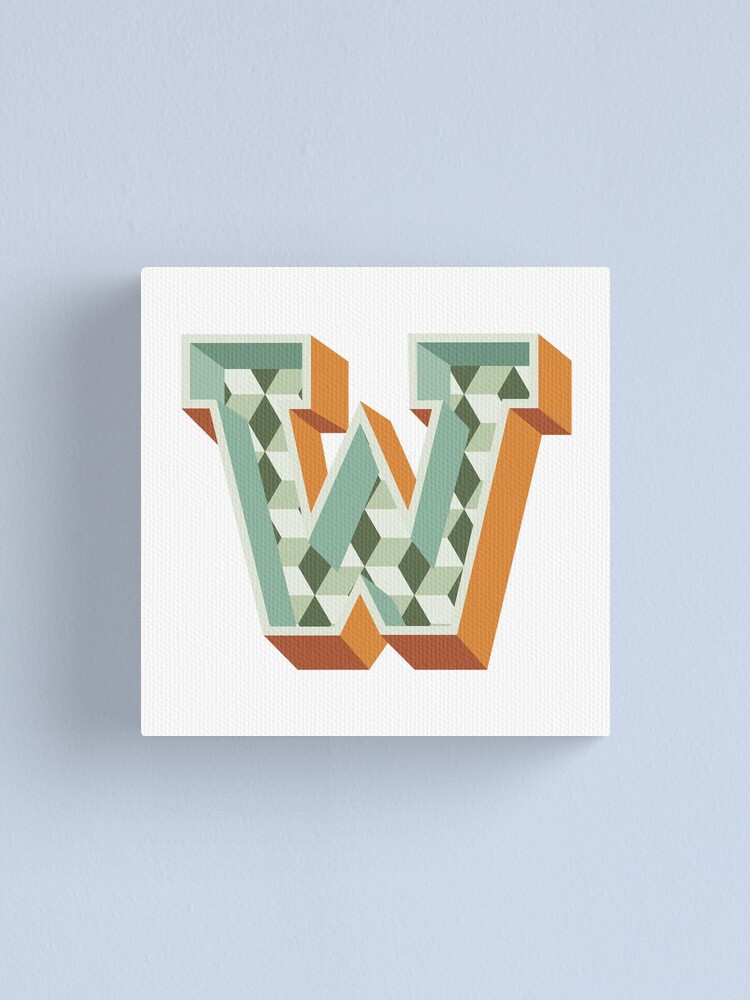 Letter W Decorative Alphabet Lettering 3d Canvas Print By